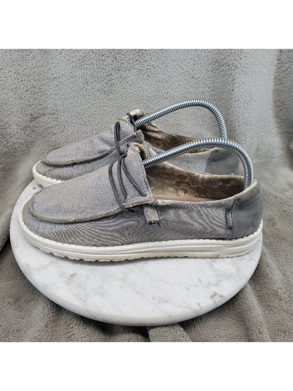 Hey Dude Shoes Womens Size 8 Gray Textile Wendy Stretch Sparkling Slip On *Read*
